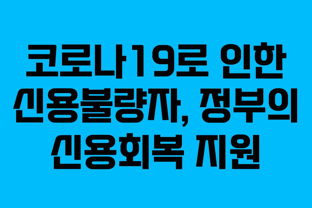 코로나19로 인한 신용불량자, 정부의 신용회복 지원