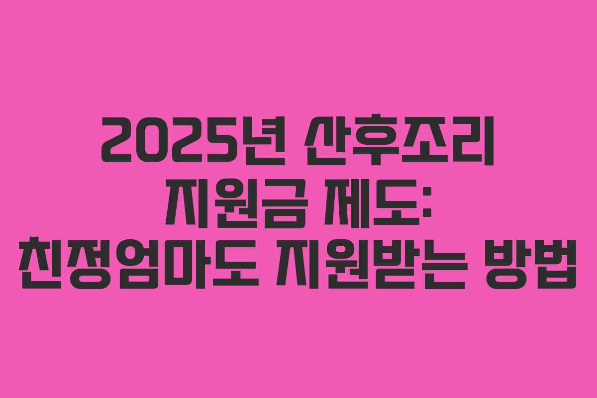 2025년 산후조리 지원금 제도: 친정엄마도 지원받는 방법