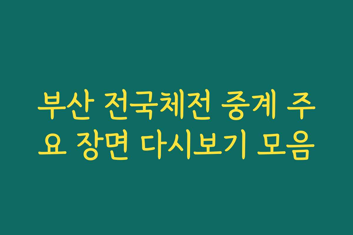부산 전국체전 중계 주요 장면 다시보기 모음