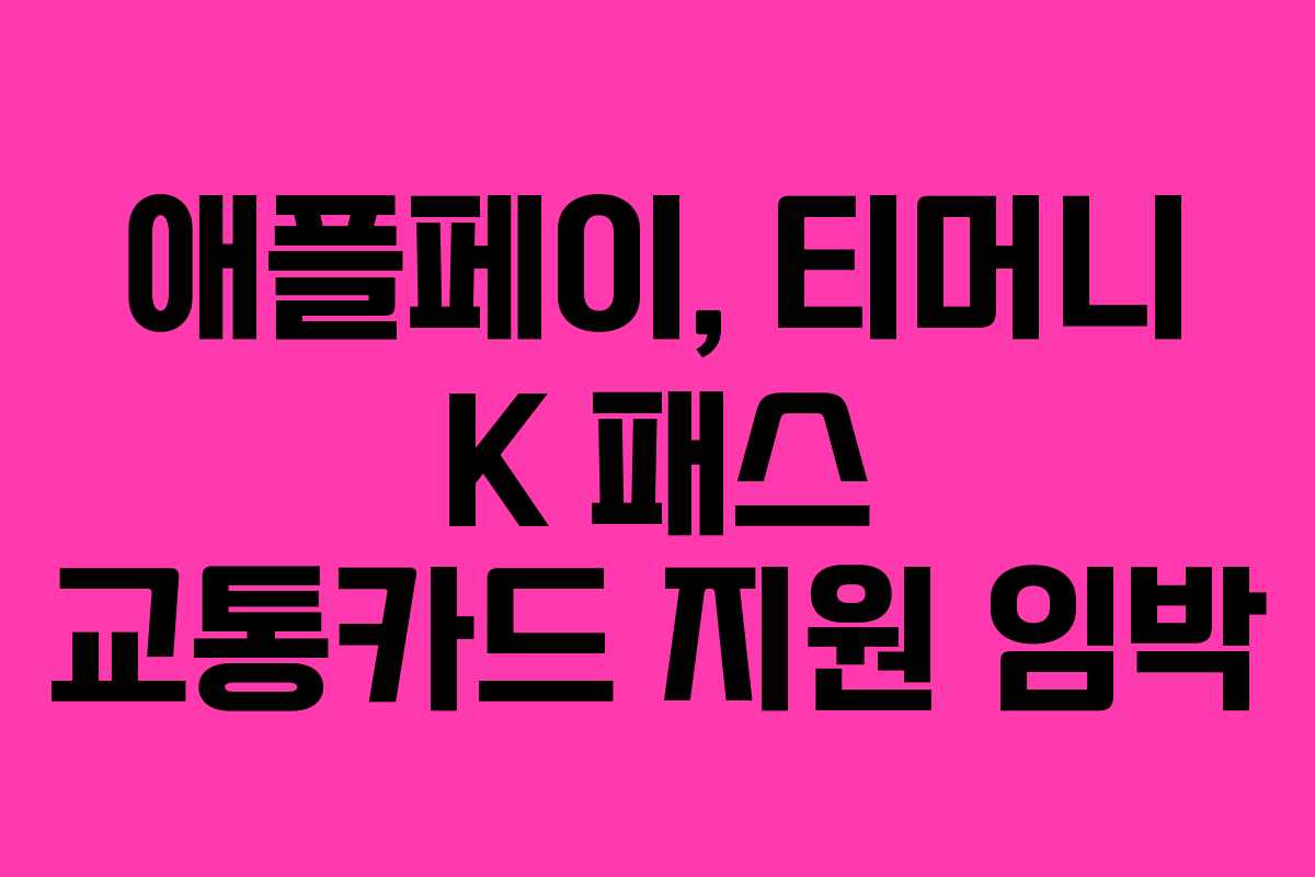 애플페이, 티머니 K 패스 교통카드 지원 임박