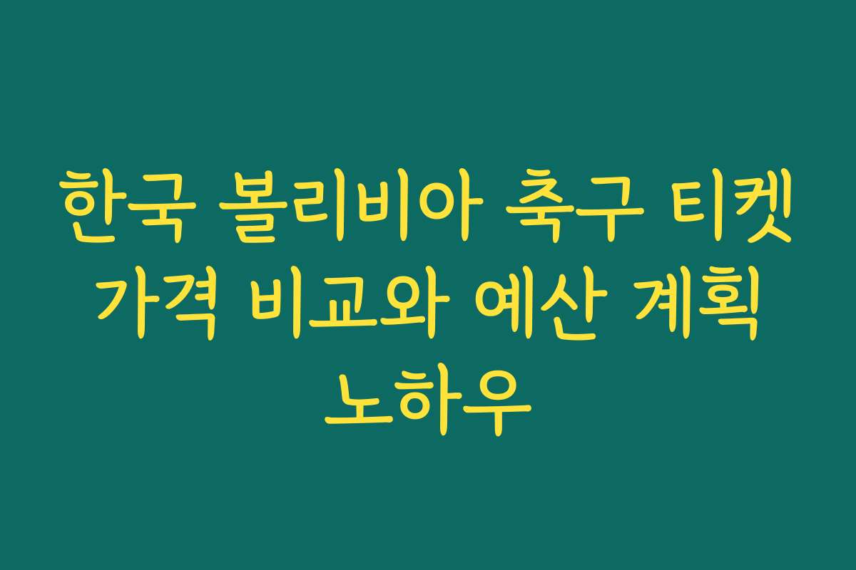 한국 볼리비아 축구 티켓 가격 비교와 예산 계획 노하우