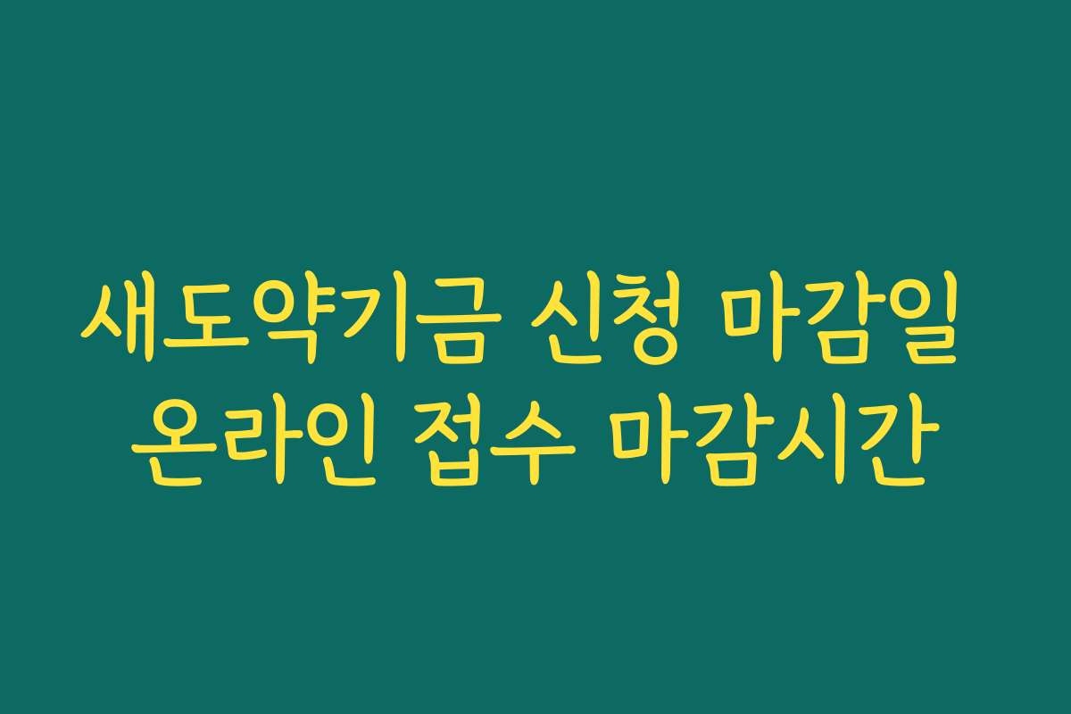 새도약기금 신청 마감일 온라인 접수 마감시간 새도약기금 신청 마감일 온라인 접수 마감시간