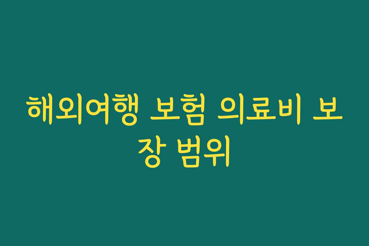 해외여행 보험 의료비 보장 범위 해외여행 보험 의료비 보장 범위
