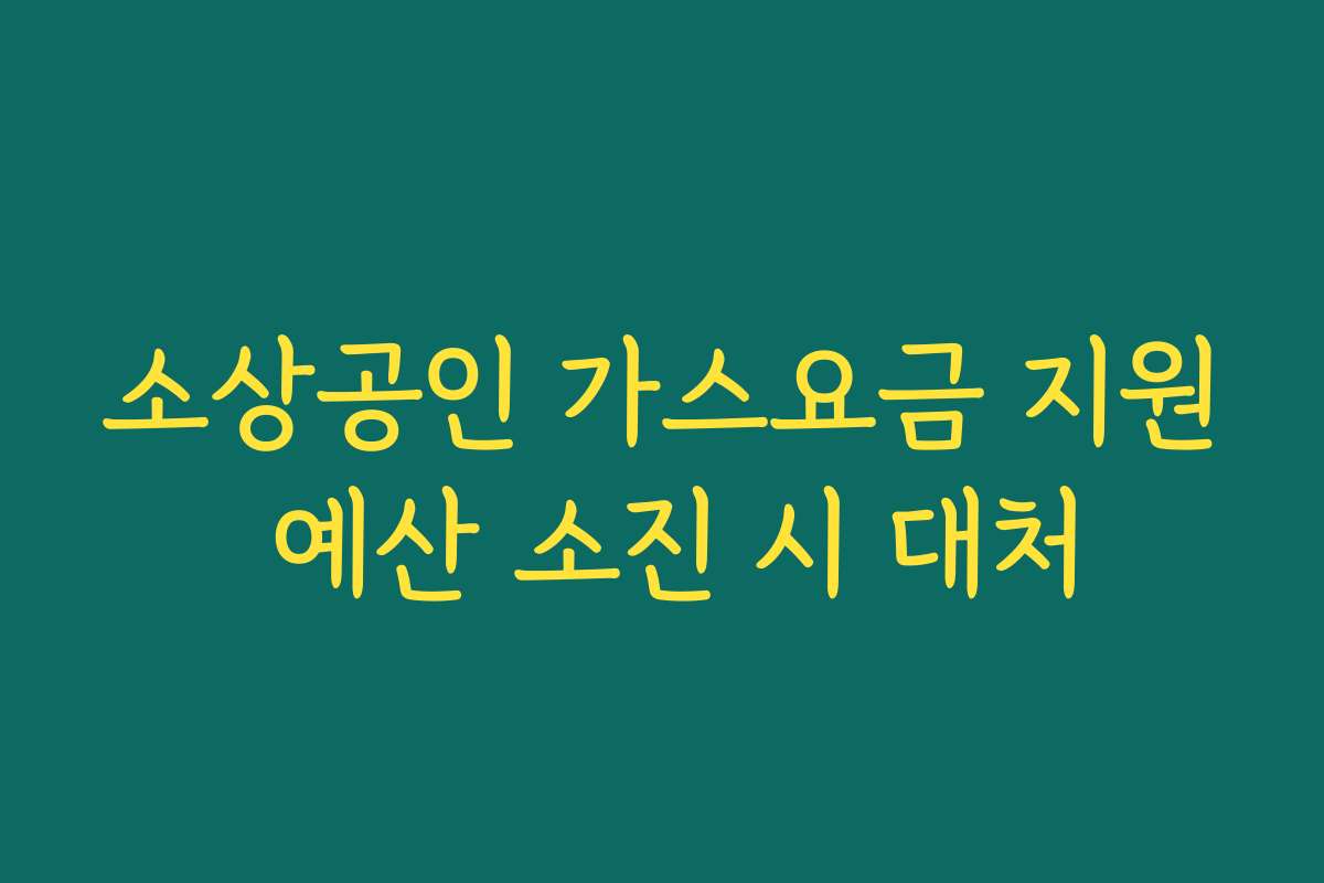 소상공인 가스요금 지원 예산 소진 시 대처 소상공인 가스요금 지원 예산 소진 시 대처