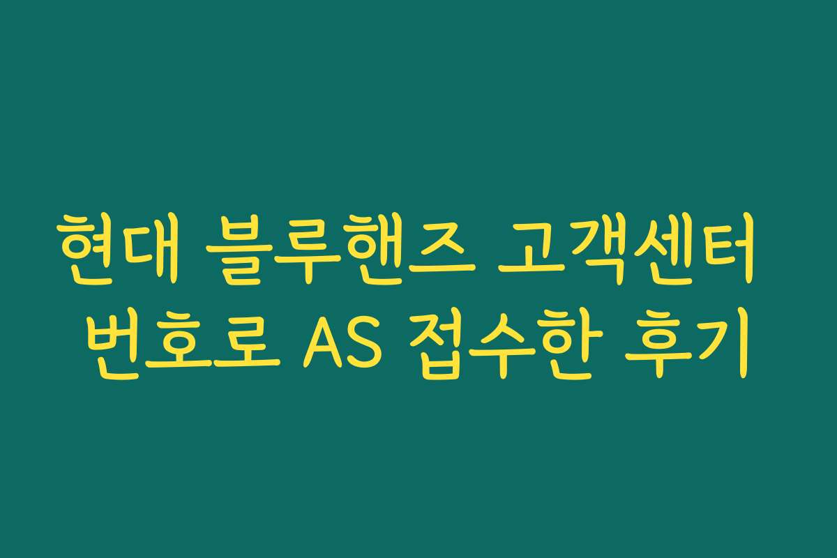 현대 블루핸즈 고객센터 번호로 AS 접수한 후기