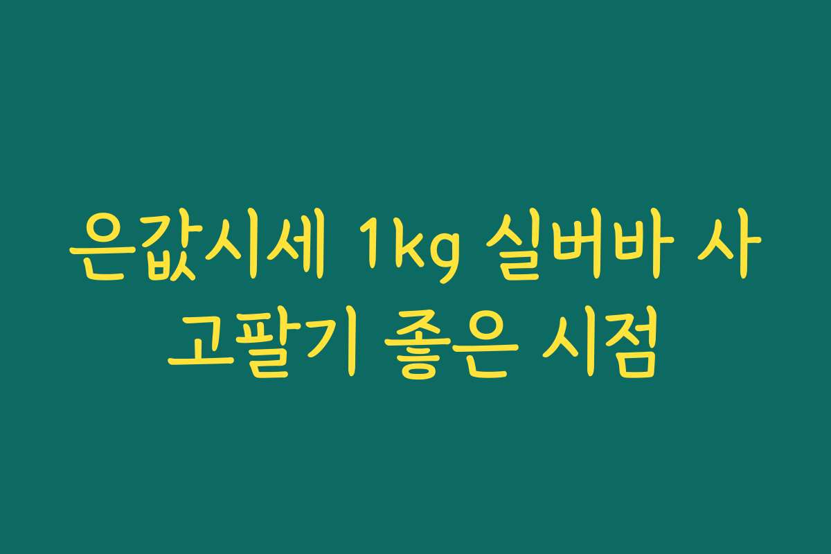 은값시세 1kg 실버바 사고팔기 좋은 시점