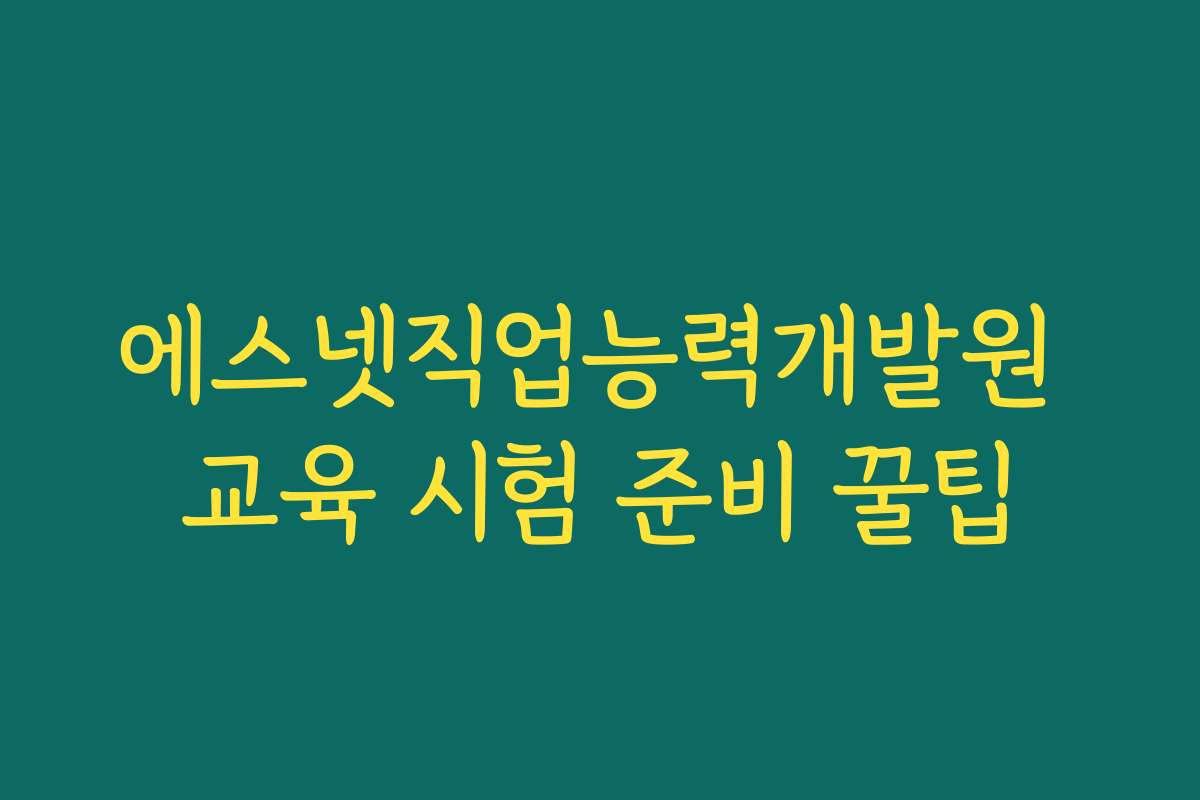 에스넷직업능력개발원 교육 시험 준비 꿀팁