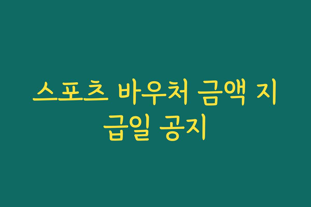 스포츠 바우처 금액 지급일 공지