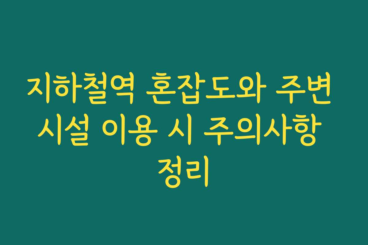 지하철역 혼잡도와 주변 시설 이용 시 주의사항 정리