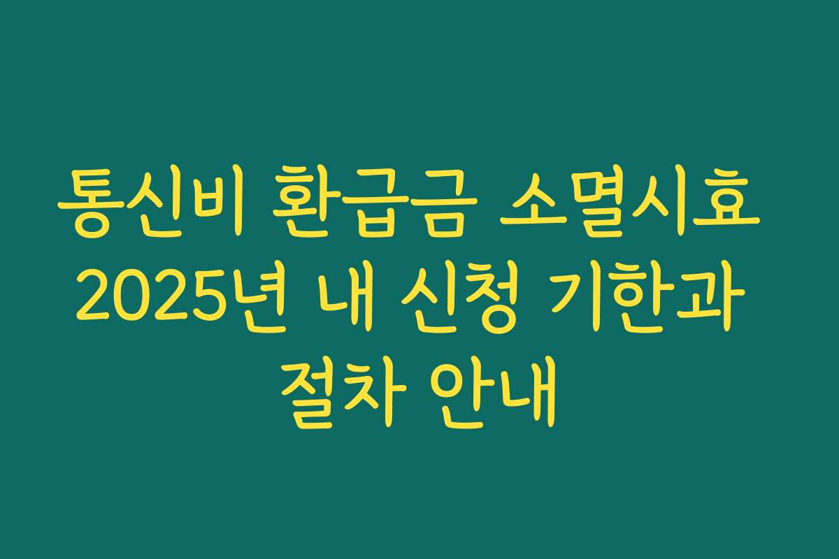 통신비 환급금 소멸시효 2025년 내 신청 기한과 절차 안내