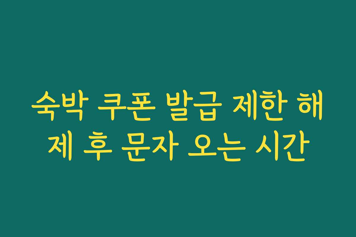 숙박 쿠폰 발급 제한 해제 후 문자 오는 시간