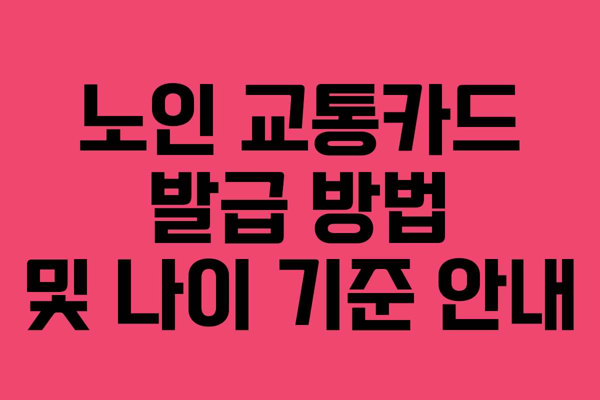 노인 교통카드 발급 방법 및 나이 기준 안내