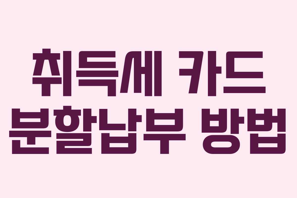 취득세 카드 분할납부 방법