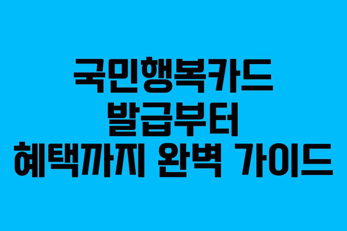 국민행복카드 발급부터 혜택까지 완벽 가이드