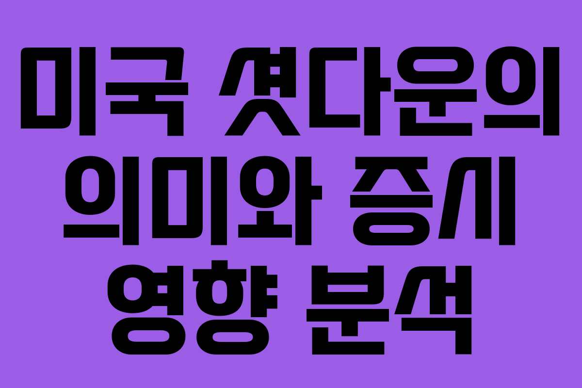 미국 셧다운의 의미와 증시 영향 분석 미국 셧다운의 의미와 증시 영향 분석
