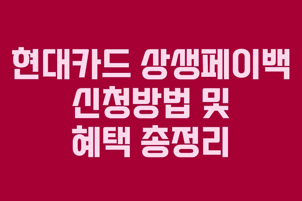현대카드 상생페이백 신청방법 및 혜택 총정리 현대카드 상생페이백 신청방법 및 혜택 총정리