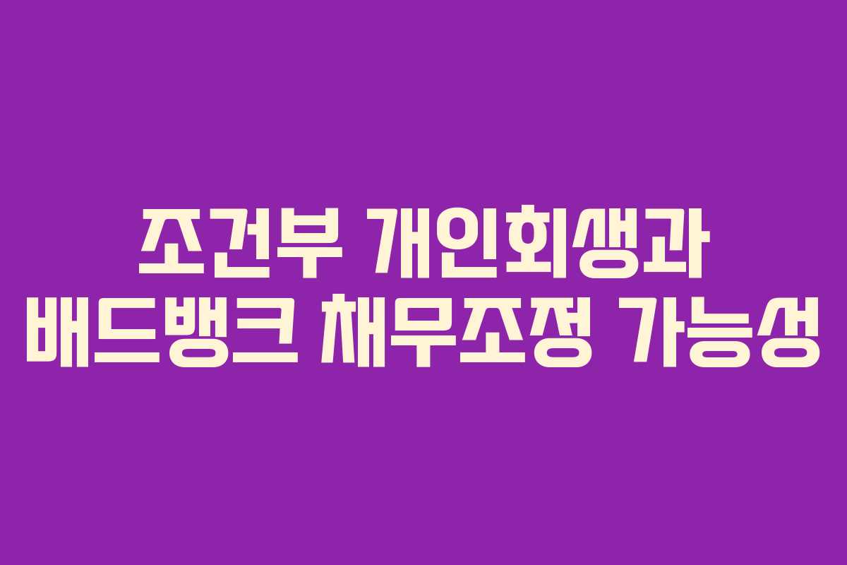 조건부 개인회생과 배드뱅크 채무조정 가능성