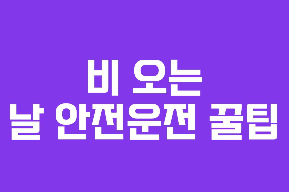 비 오는 날 안전운전 꿀팁