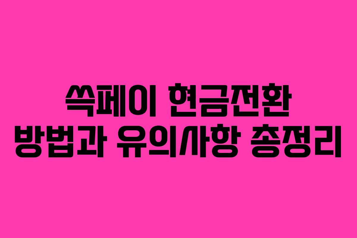 쓱페이 현금전환 방법과 유의사항 총정리 쓱페이 현금전환 방법과 유의사항 총정리