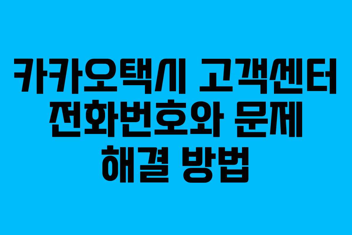 카카오택시 고객센터 전화번호와 문제 해결 방법 카카오택시 고객센터 전화번호와 문제 해결 방법