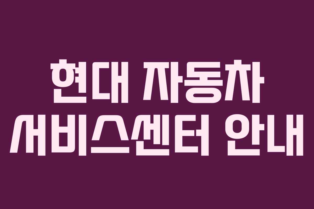 현대 자동차 서비스센터 안내