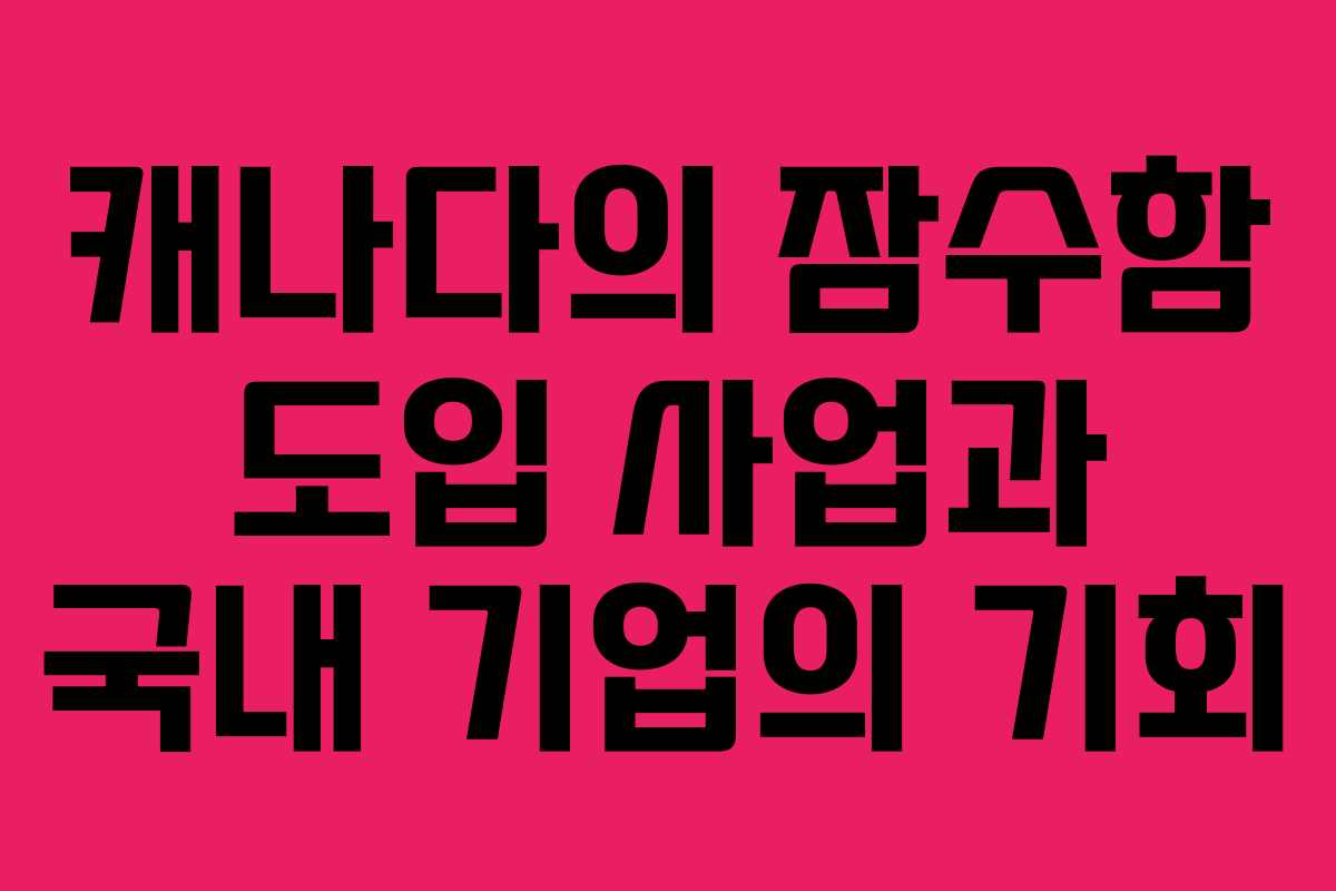 캐나다의 잠수함 도입 사업과 국내 기업의 기회 캐나다의 잠수함 도입 사업과 국내 기업의 기회