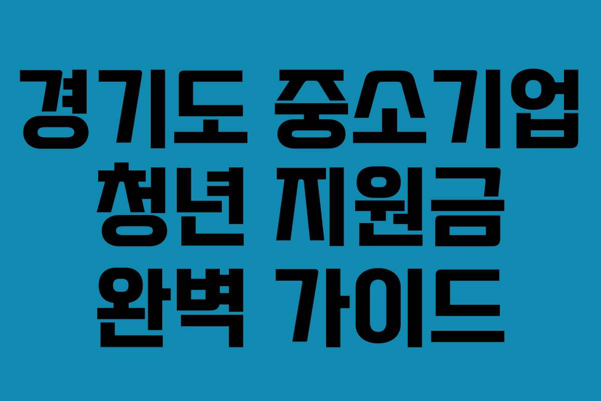 경기도 중소기업 청년 지원금 완벽 가이드 경기도 중소기업 청년 지원금 완벽 가이드