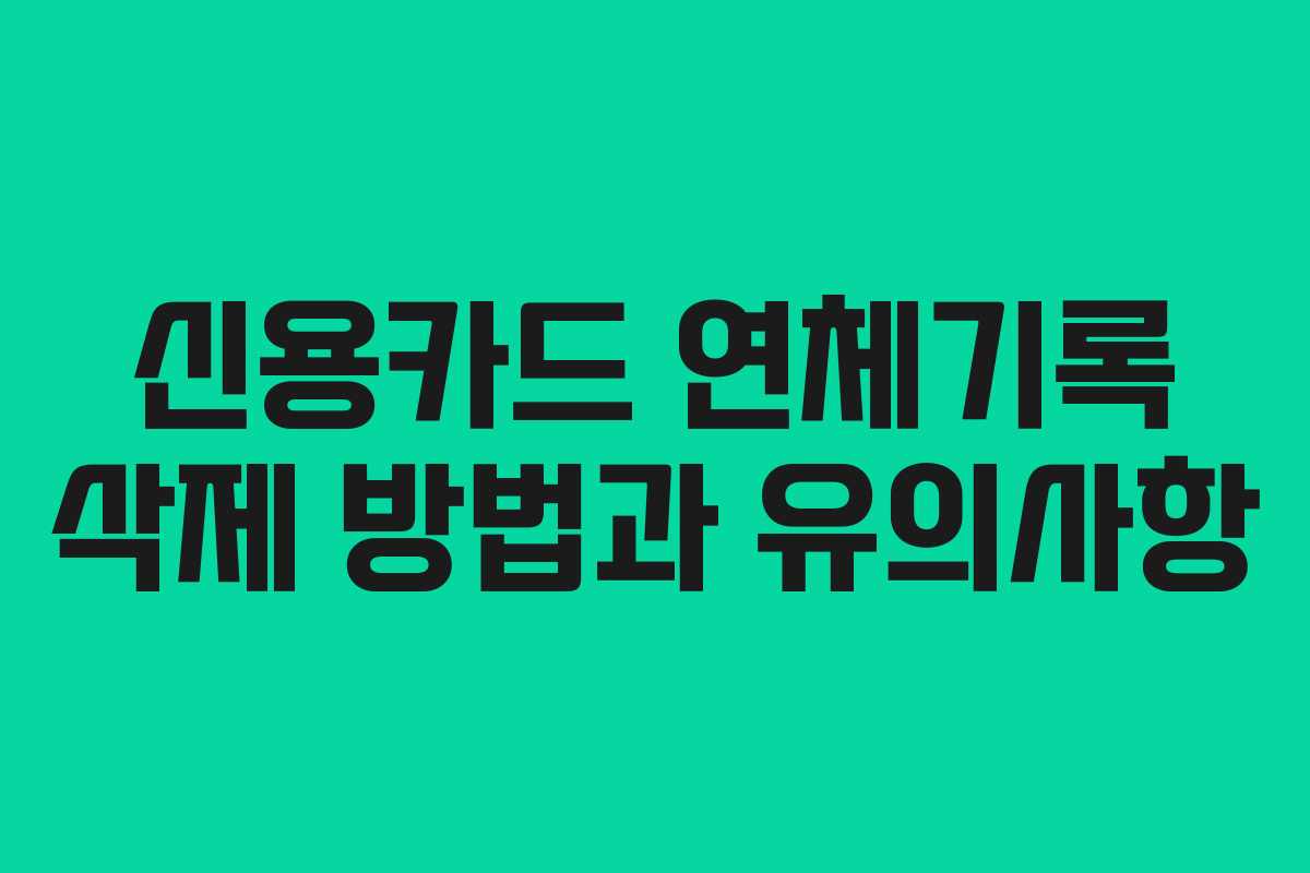 신용카드 연체기록 삭제 방법과 유의사항 신용카드 연체기록 삭제 방법과 유의사항