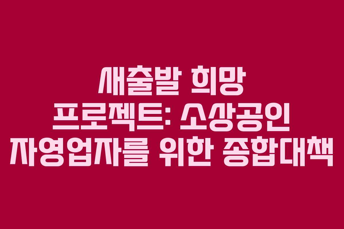 새출발 희망 프로젝트: 소상공인 자영업자를 위한 종합대책 새출발 희망 프로젝트: 소상공인 자영업자를 위한 종합대책