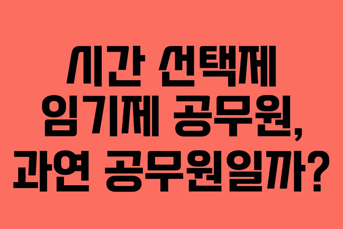 시간 선택제 임기제 공무원, 과연 공무원일까?