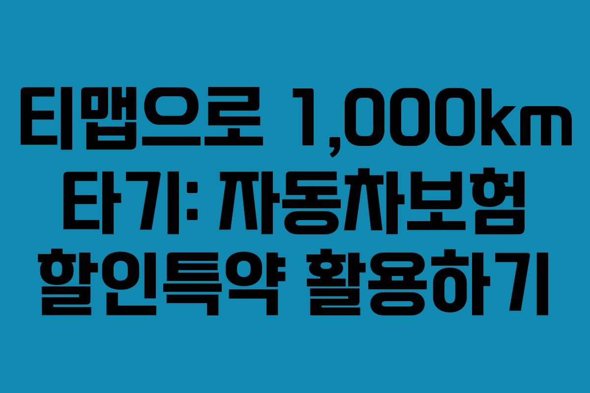 티맵으로 1,000km 타기: 자동차보험 할인특약 활용하기 티맵으로 1,000km 타기: 자동차보험 할인특약 활용하기