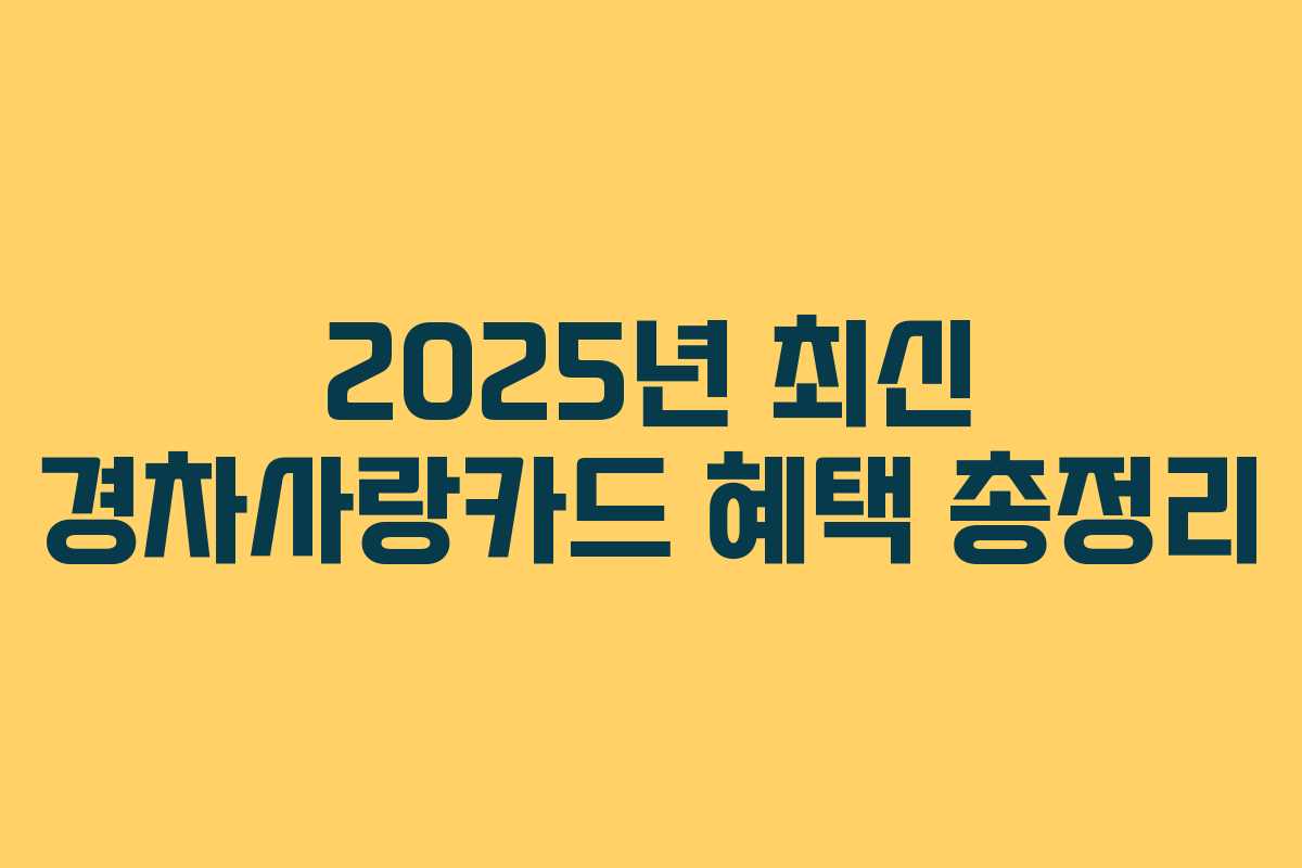 2025년 최신 경차사랑카드 혜택 총정리 2025년 최신 경차사랑카드 혜택 총정리