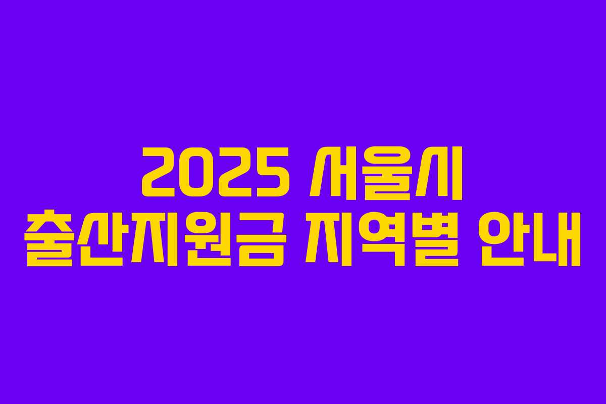 2025 서울시 출산지원금 지역별 안내 2025 서울시 출산지원금 지역별 안내