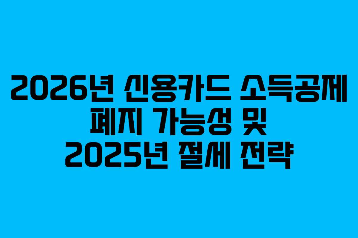 2026년 신용카드 소득공제 폐지 가능성 및 2025년 절세 전략 2026년 신용카드 소득공제 폐지 가능성 및 2025년 절세 전략