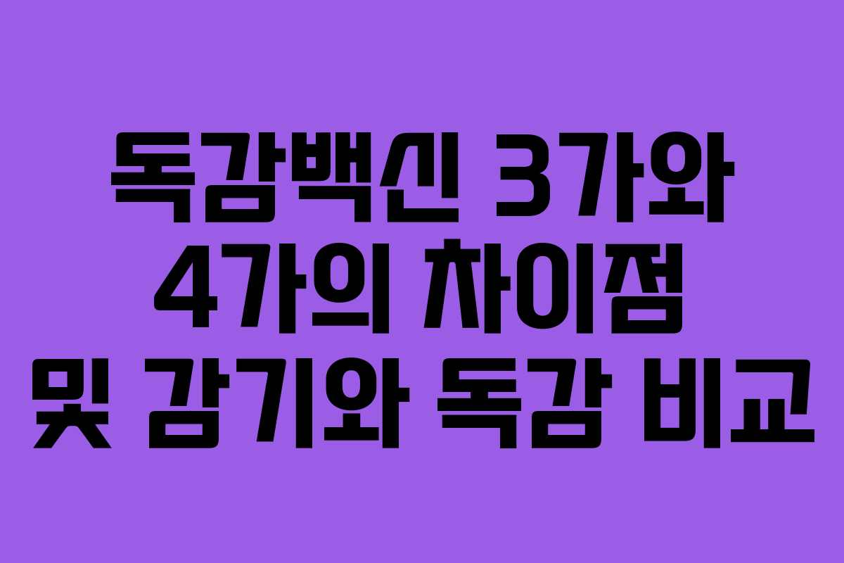 독감백신 3가와 4가의 차이점 및 감기와 독감 비교