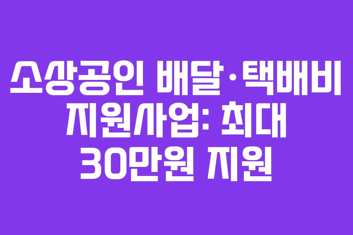 소상공인 배달·택배비 지원사업: 최대 30만원 지원