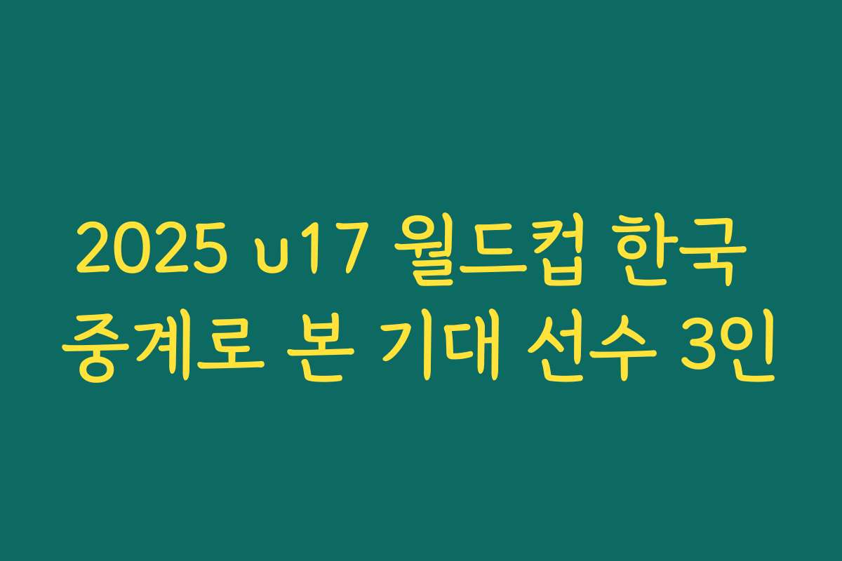 2025 u17 월드컵 한국 중계로 본 기대 선수 3인