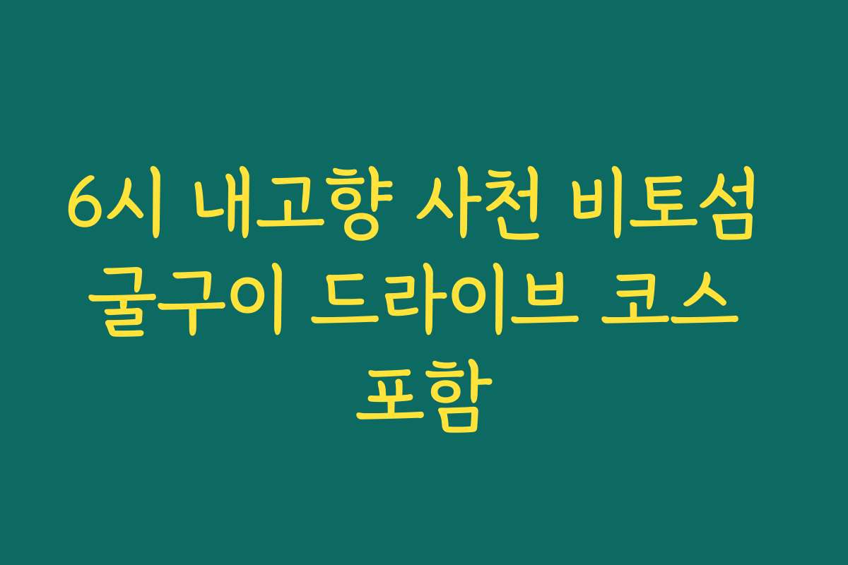6시 내고향 사천 비토섬 굴구이 드라이브 코스 포함