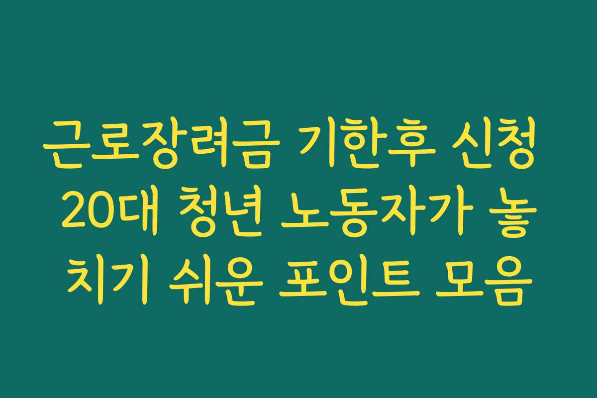 근로장려금 기한후 신청 20대 청년 노동자가 놓치기 쉬운 포인트 모음 근로장려금 기한후 신청 20대 청년 노동자가 놓치기 쉬운 포인트 모음