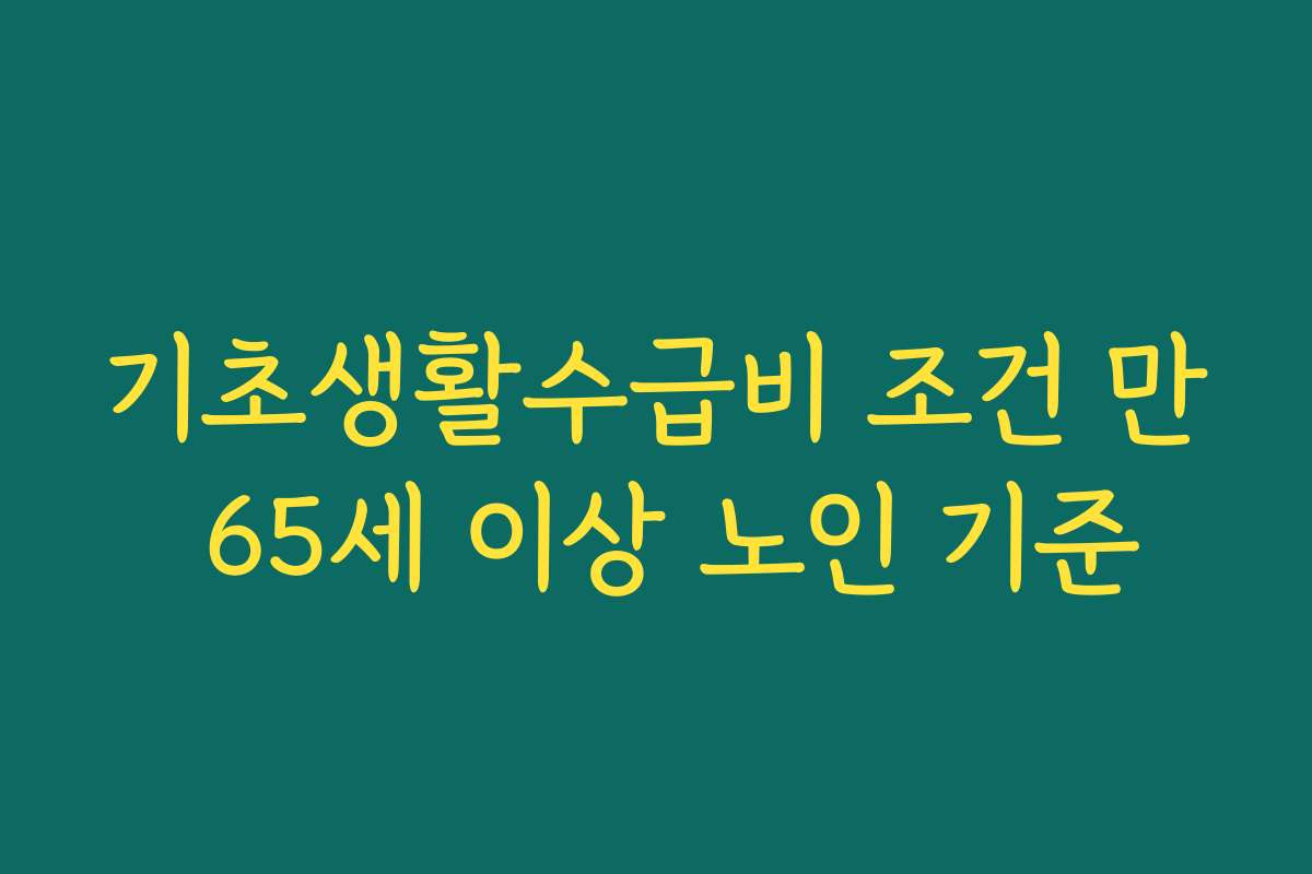 기초생활수급비 조건 만 65세 이상 노인 기준