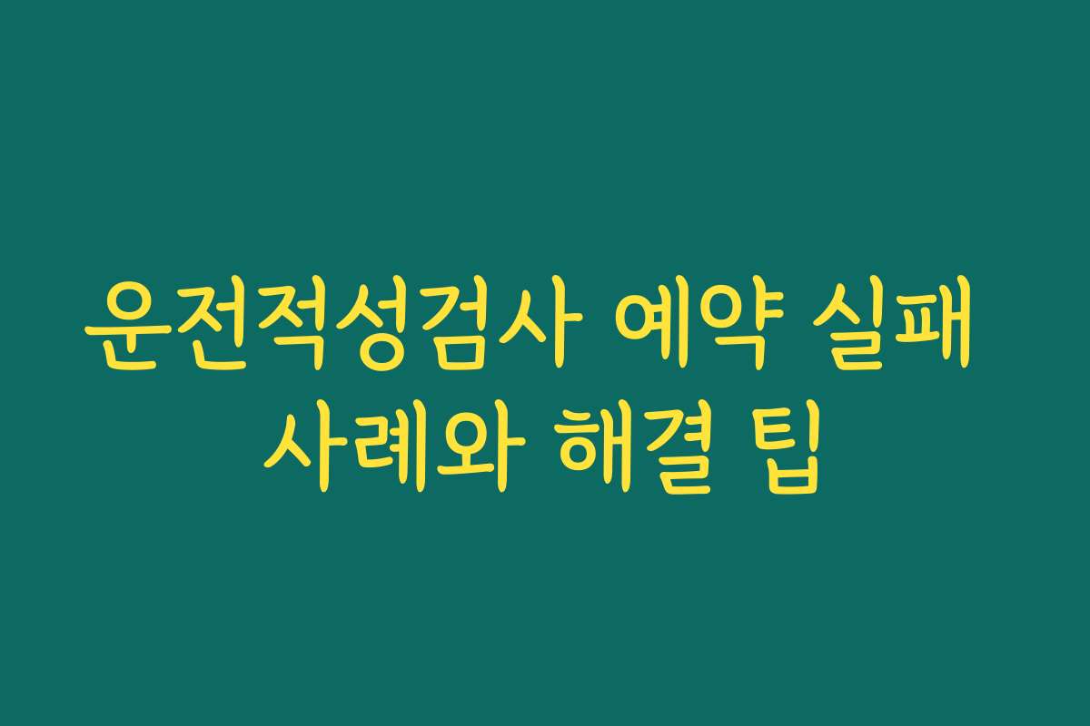 운전적성검사 예약 실패 사례와 해결 팁