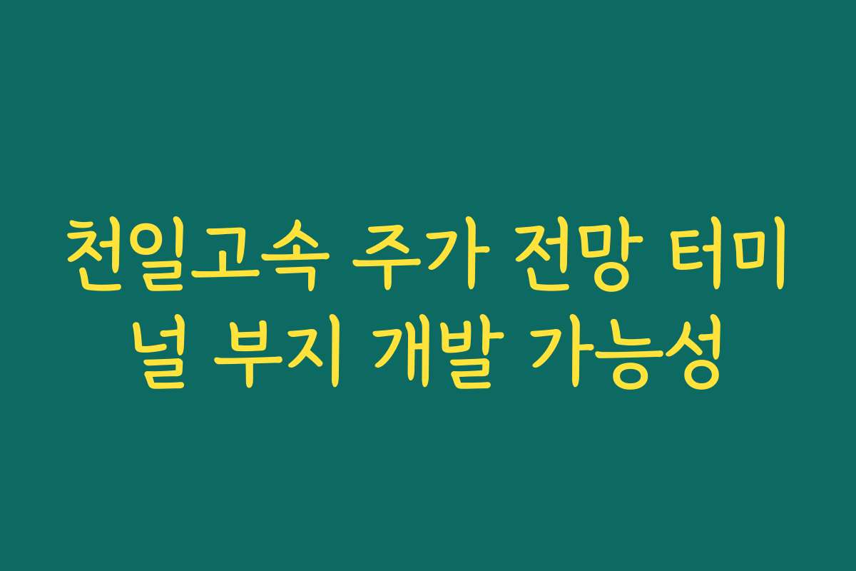 천일고속 주가 전망 터미널 부지 개발 가능성