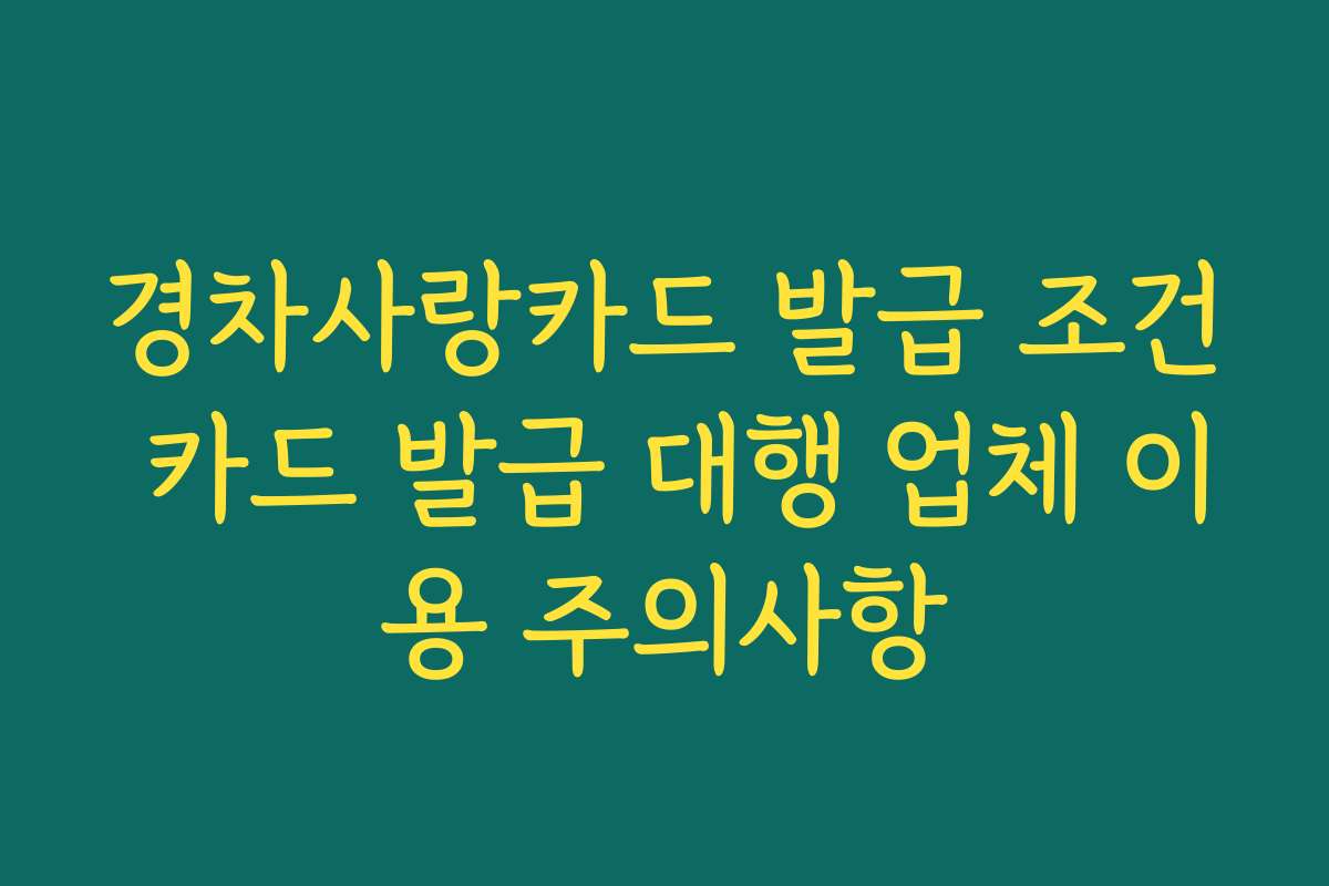 경차사랑카드 발급 조건 카드 발급 대행 업체 이용 주의사항
