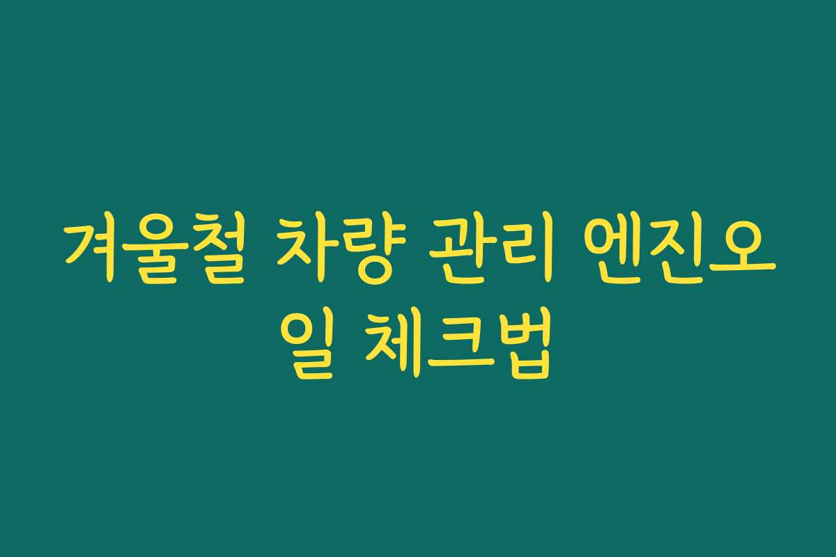 겨울철 차량 관리 엔진오일 체크법