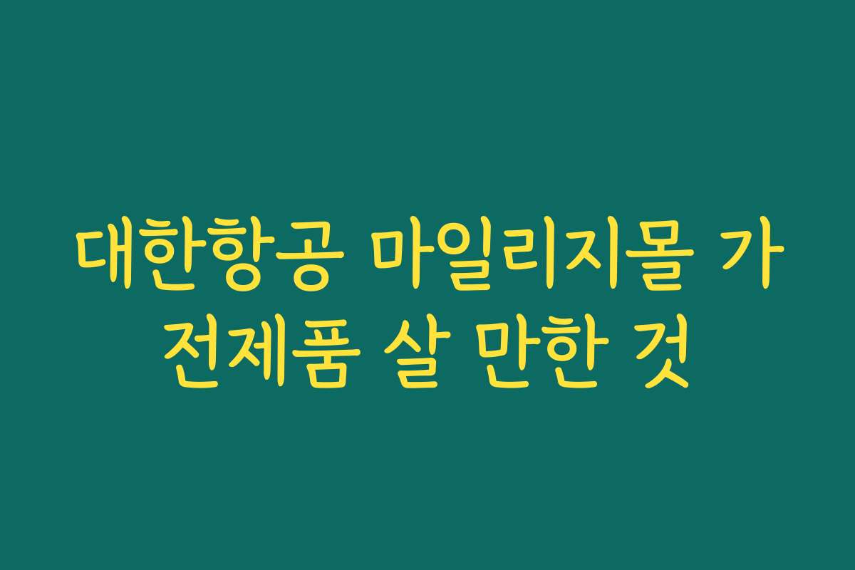 대한항공 마일리지몰 가전제품 살 만한 것