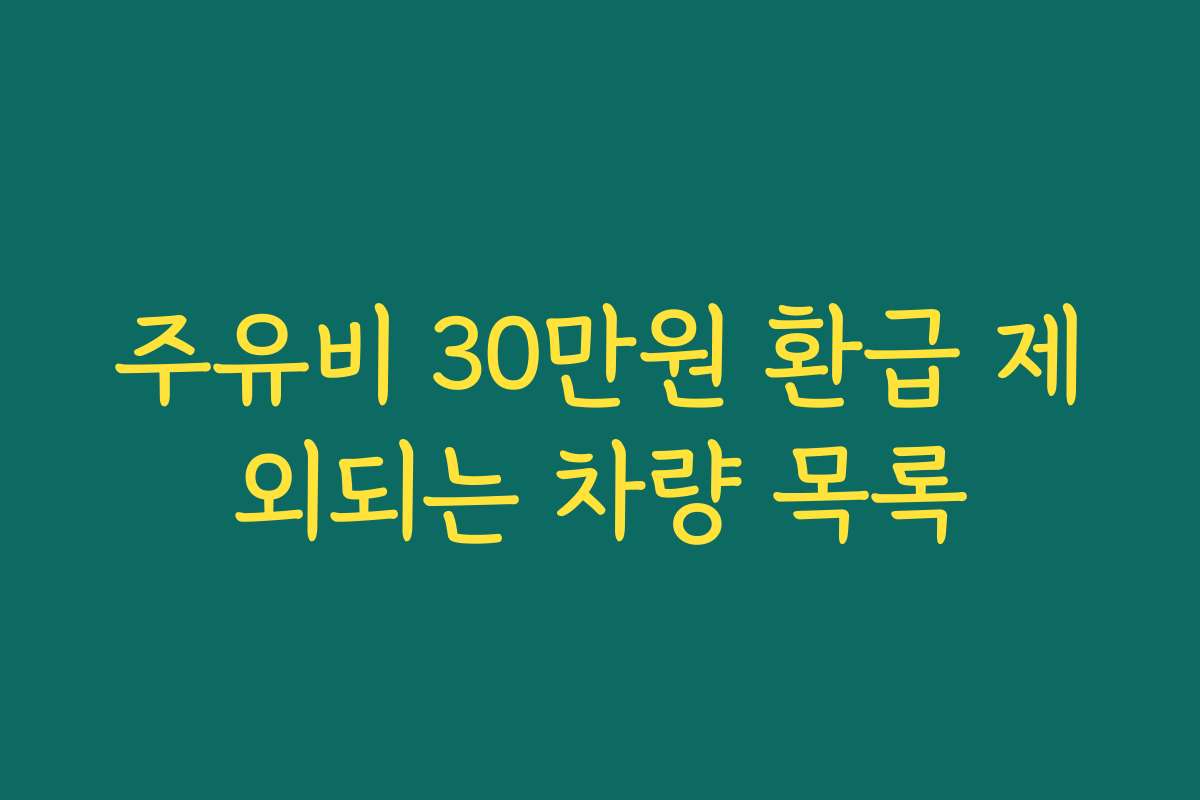 주유비 30만원 환급 제외되는 차량 목록