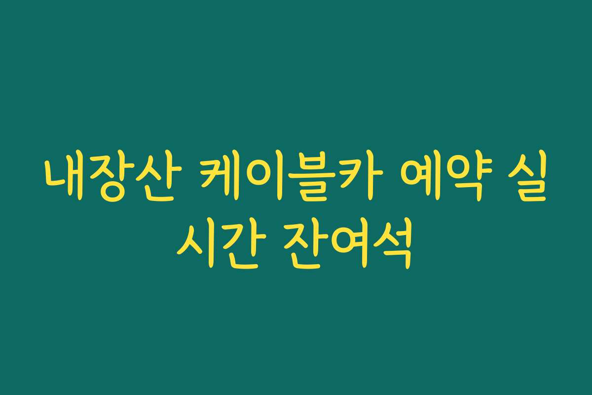 내장산 케이블카 예약 실시간 잔여석