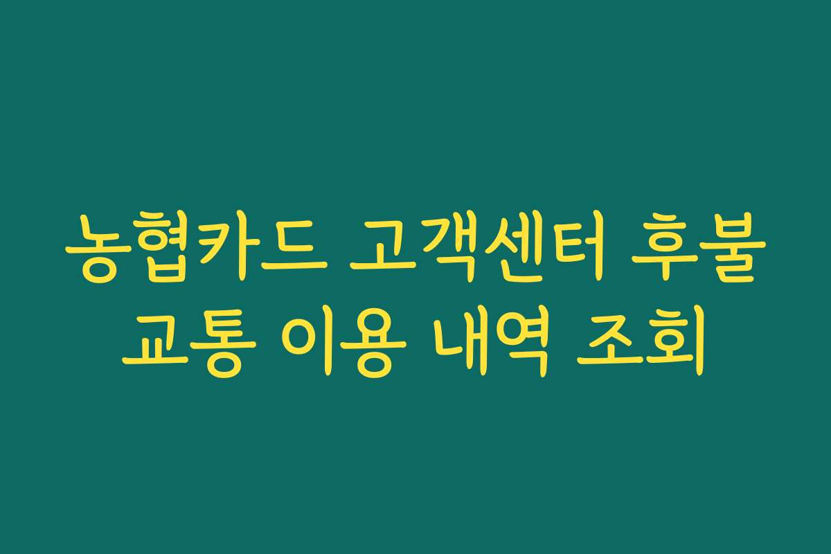 농협카드 고객센터 후불교통 이용 내역 조회