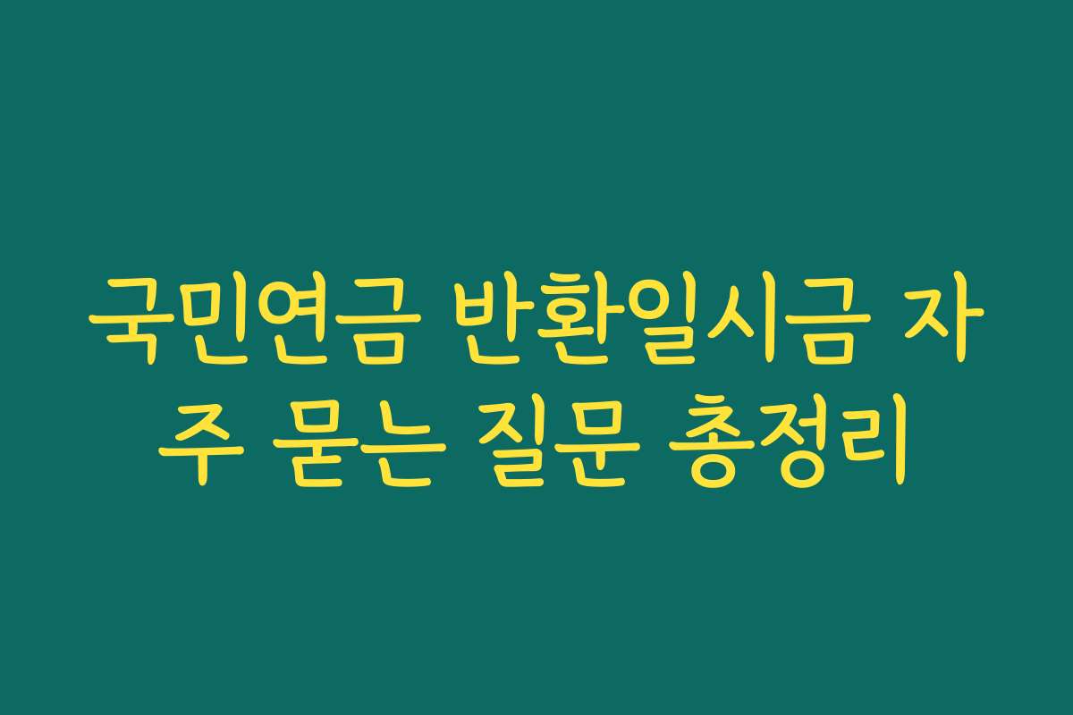 국민연금 반환일시금 자주 묻는 질문 총정리