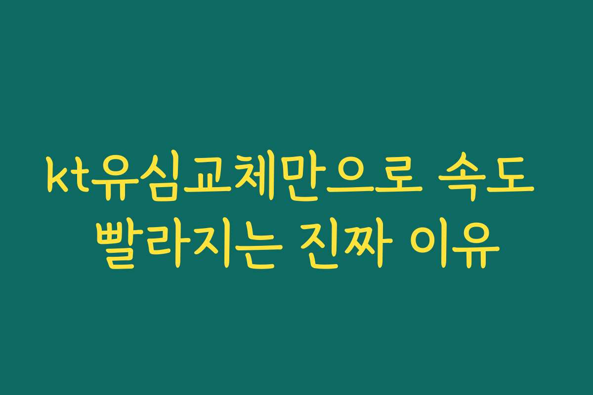 kt유심교체만으로 속도 빨라지는 진짜 이유